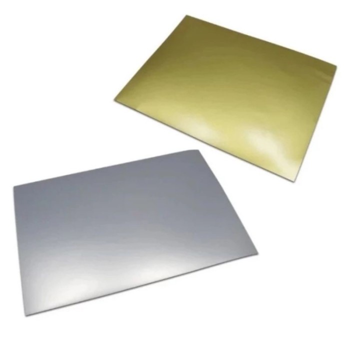 

= Bahan Stiker Vinyl A4 Gold/Silver Inkjet Isi 5 lembar
