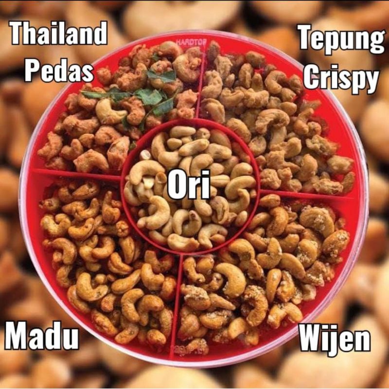 

Kacang Mede Matang Toples Sekat 5 Rasa Kacang Mete