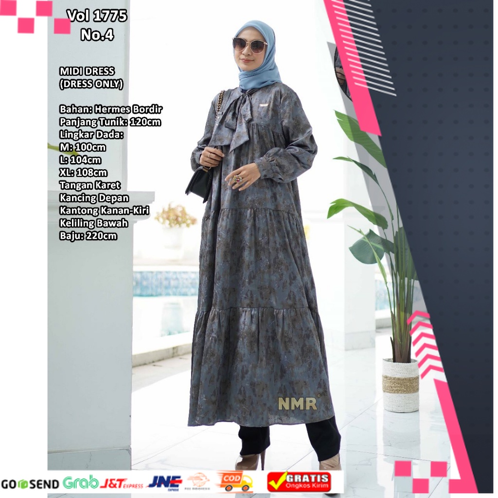 NMR by Namira midi dress tunik armany silk armani motif/ OUTFIT WANITA MODEL TERBARU KEKINIAN