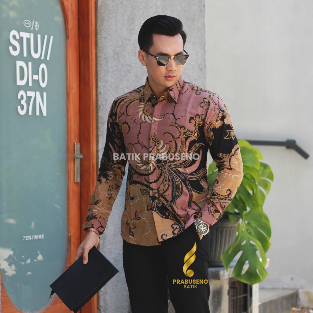 KASTARA Batik Prabuseno Pria Lengan Panjang Slimfit Katun Premium Lapis Furing Erro Kemeja Kantor Ka