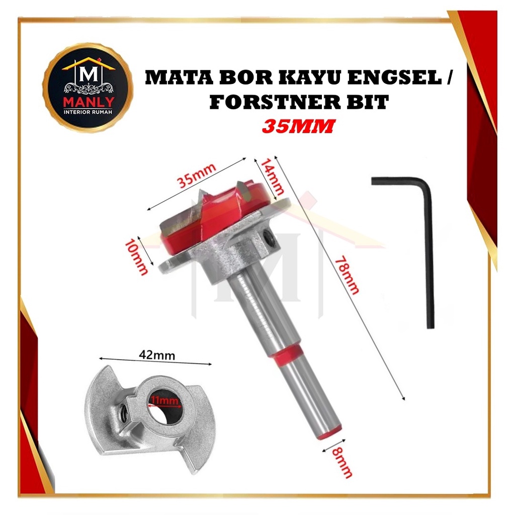Mata Bor Engsel Sendok 35mm Mata Bor Kayu Forstner Bit Pelubang Kayu Engsel Sendok