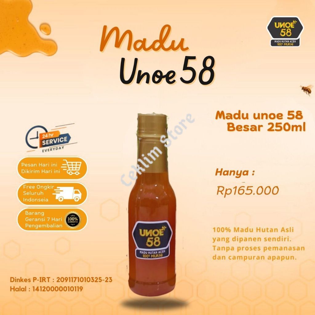 

Madu unoe 58 Sedang 250 ML dan Besar 500 ML