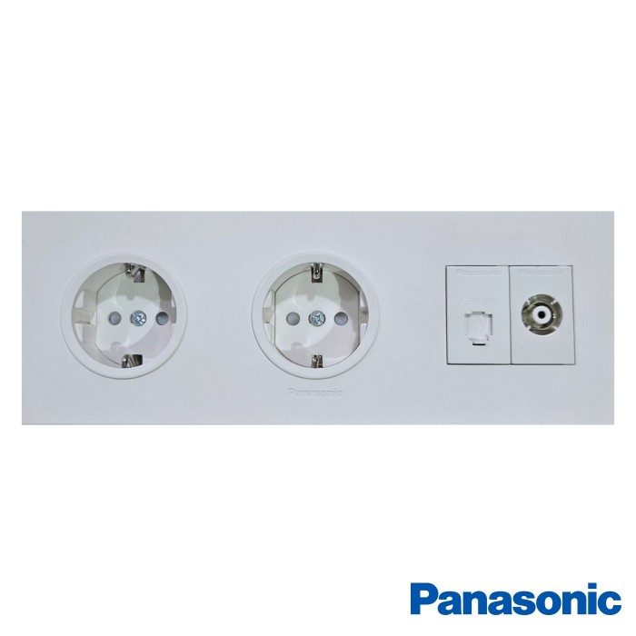 Panasonic Stop Kontak + Stop Kontak + Telepon + Antena STYLE-E Putih