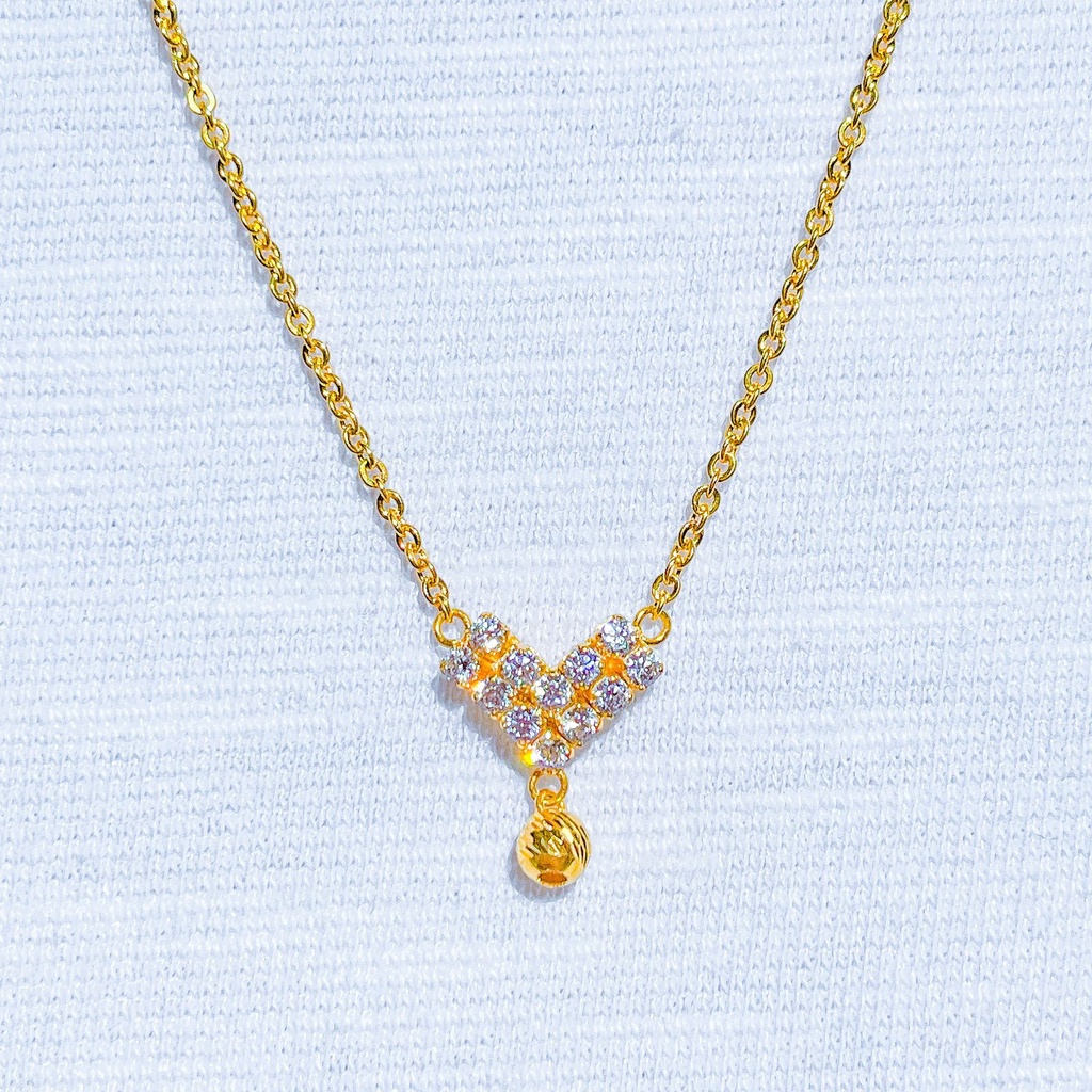 Kalung set anak dan dewasa emas asli kadar 700 70 16k V Fuji Aurel permata diamond look merica 2 gra
