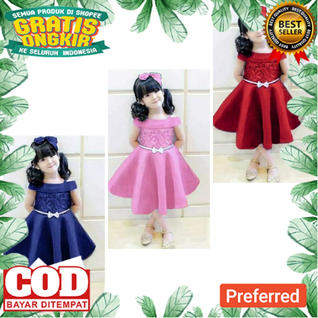 Baju Gaun Anak Perempuan Dress Pesta Ulang Tahun Anak Cewek Brukat Pakaian Anak Fashion Korea SESILY