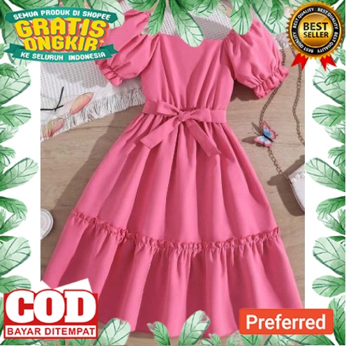 dres anak tangan pendek usia 3-12tahun/dres anak tanggung/gaun pesta anak perempuan/gaun anak/iner a