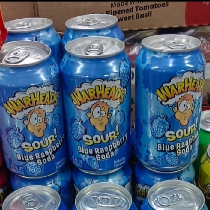 

warheads sour blue raspberry soda 355ml minuman can