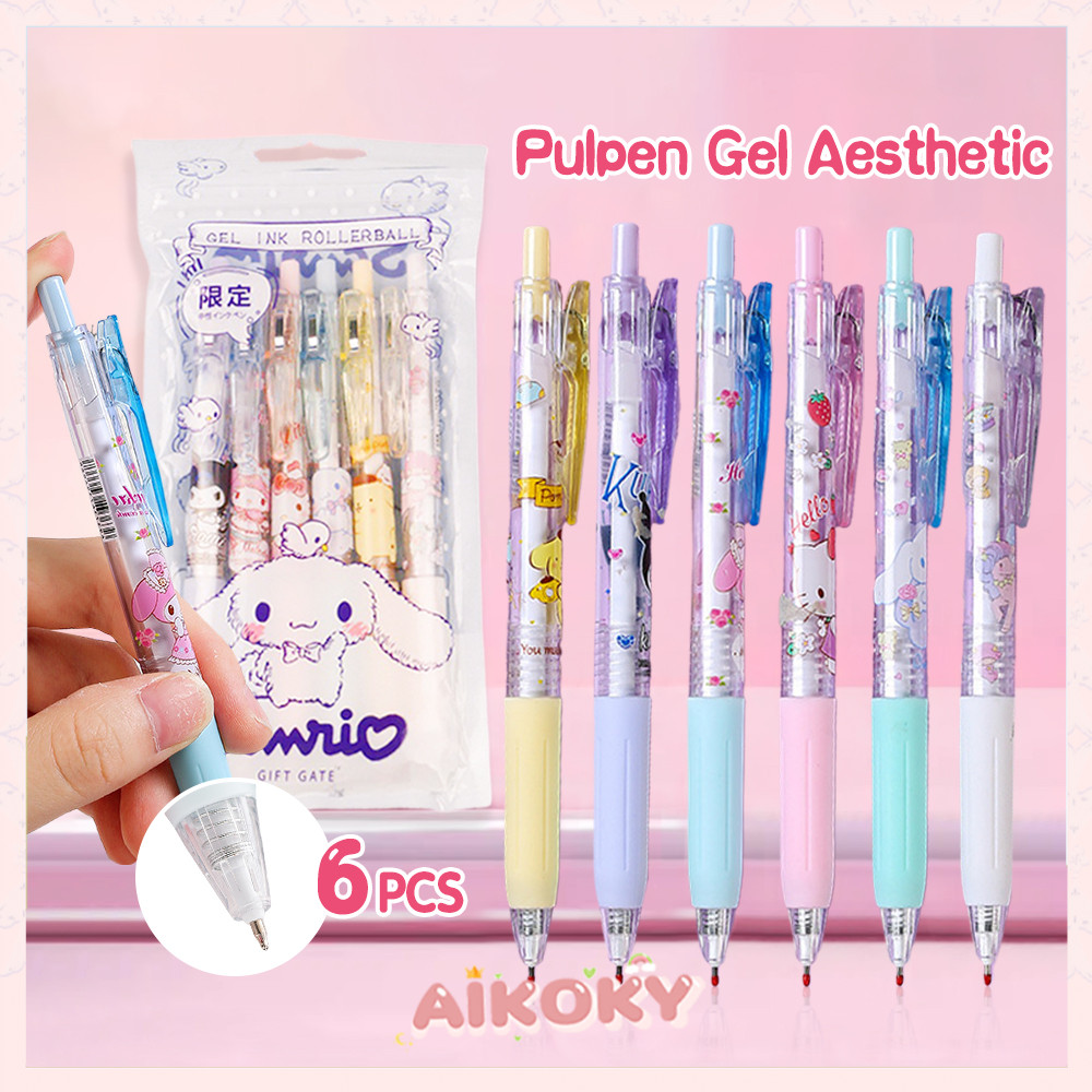

AIKOKY 6PCS Pulpen gel mekanik Pulpen aesthetic korea 0.5 mm