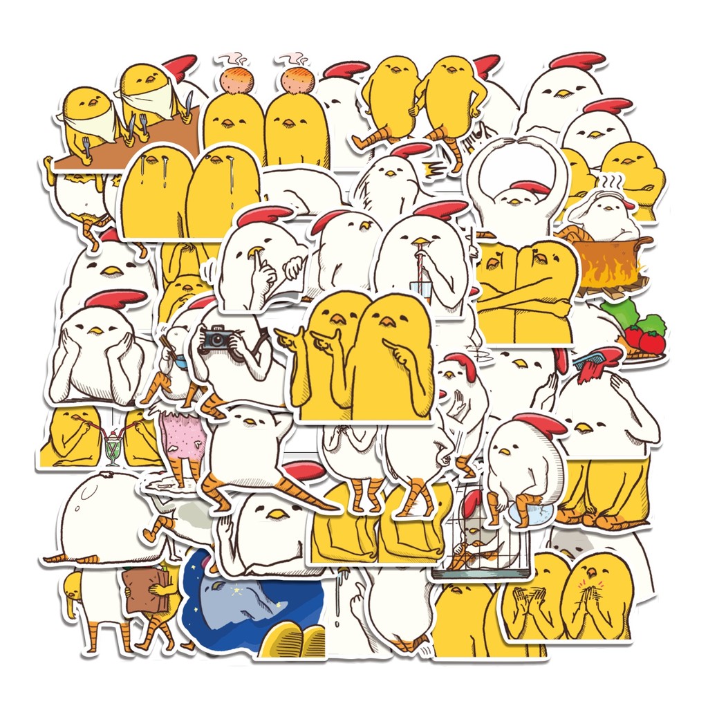 

COD 50 Pcs Stiker Life of Chicken and Chicks Lucu Anti Air Untuk Dekorasi Notebook Sepeda Skateboard Handphone