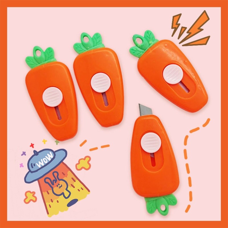

Cute Carrot Pocket Art Utility Knife Box Knife Paper Cutter DIY Craft Wrapping Refillable Blade Paper Cutter School Stationery