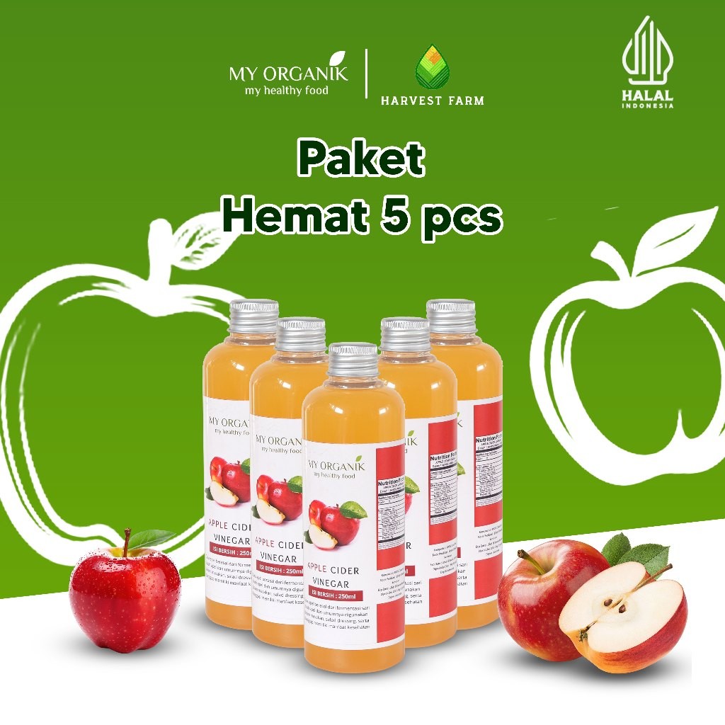 

My Organik Cuka Apel Apple Cider Vinegar With The Mother Premium Organik Original 5x250ml