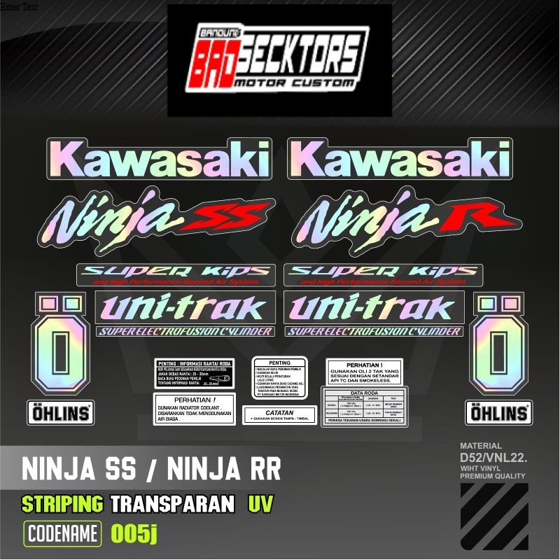 Decal Sticker Striping Variasi Transparan Uv Hologram Ninja Ss Ninja R Ninja R Super kips Ninja R Ki
