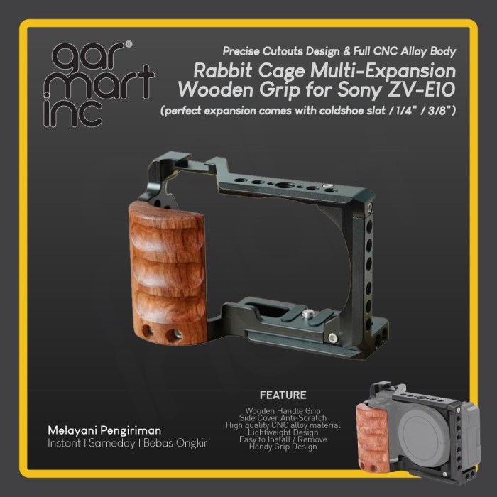 Rabbit Casing Cover Grip WORC-ZVE10 Wood Cage Rig for ZV-E10 Plate CNC Aluminium Metal Camera Hand G