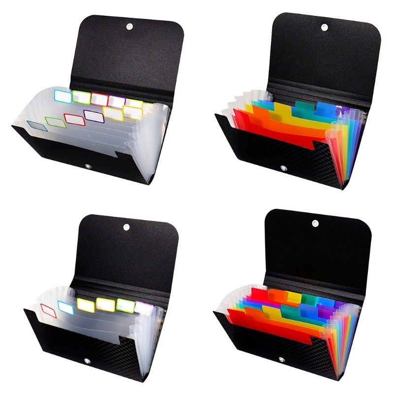 

E9LB Multi-layer File Wallet PP Receipt Folder Financial Bills Organizer A6 Size Pockets for School Office Business Travel