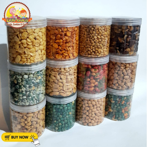 

KACANG TOPLES Cemilan Lebaran (Kacang Bawang, Koro Kulit, Koro Balado, Polong Ijo, Telur Atom, Kedelai, Mixed Nuts, Kacang Bandung, Kacang Medan, Kacang Thailand) - Duo Bocil Snack