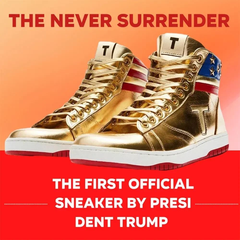 The Never Surrender High-Tops Shoes The First Official Sneaker By President Trump Bold, Gold and Tou