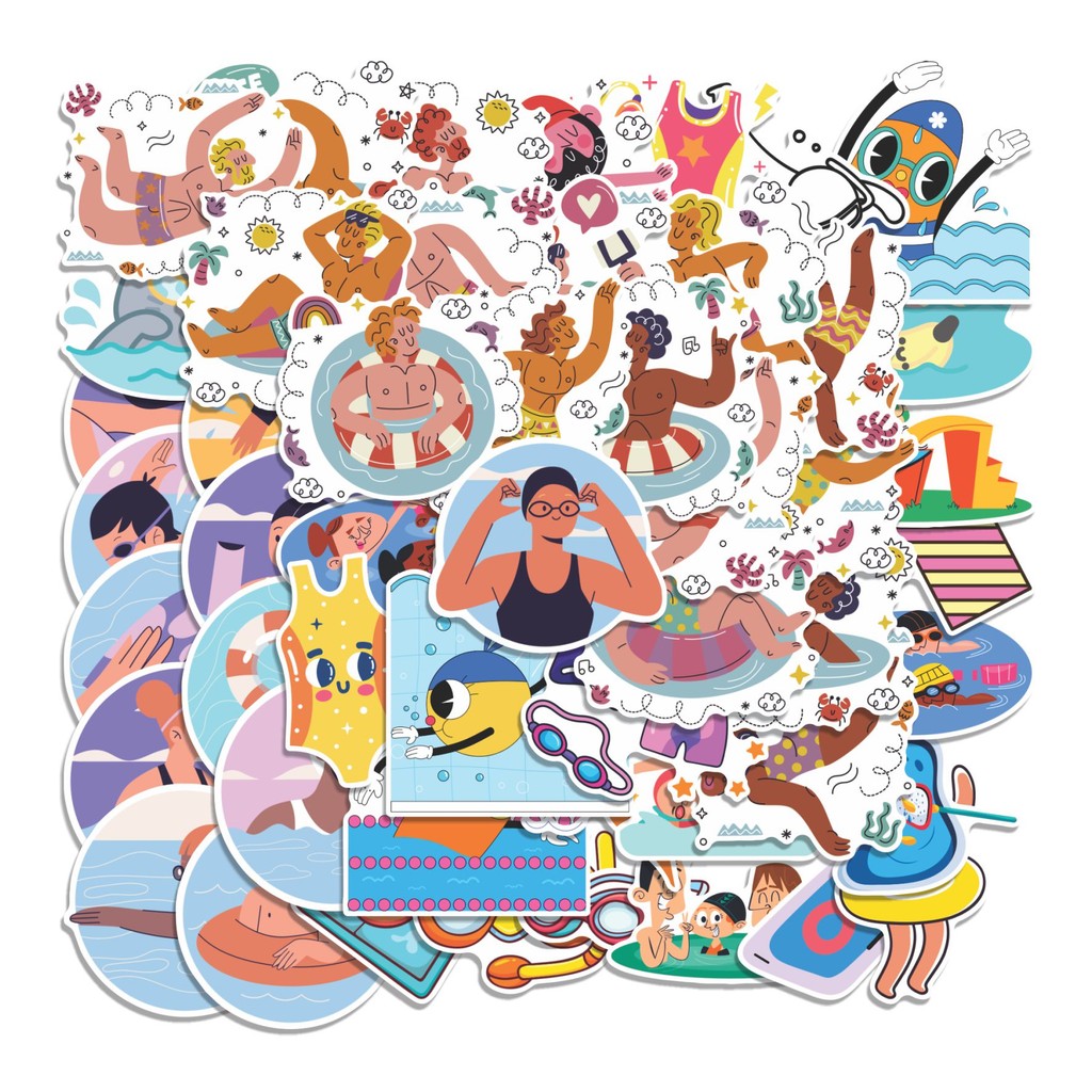 

COD 50 Pcs Stiker Renang Lucu Anti Air Untuk Dekorasi Notebook Sepeda Skateboard Handphone