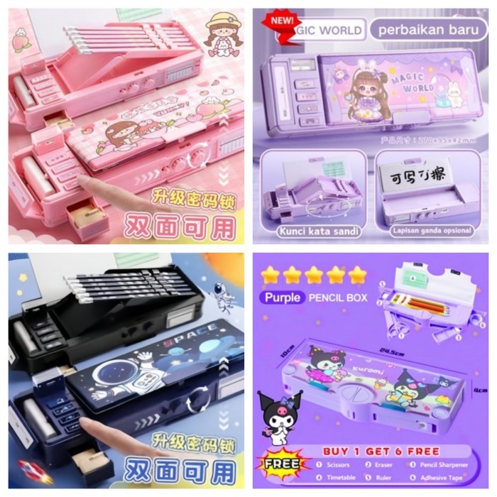 

Tempat Pensil Multifungsi Motif Unicorn / Dinosaurus / Astronot Untuk - Unicron-2Lapis