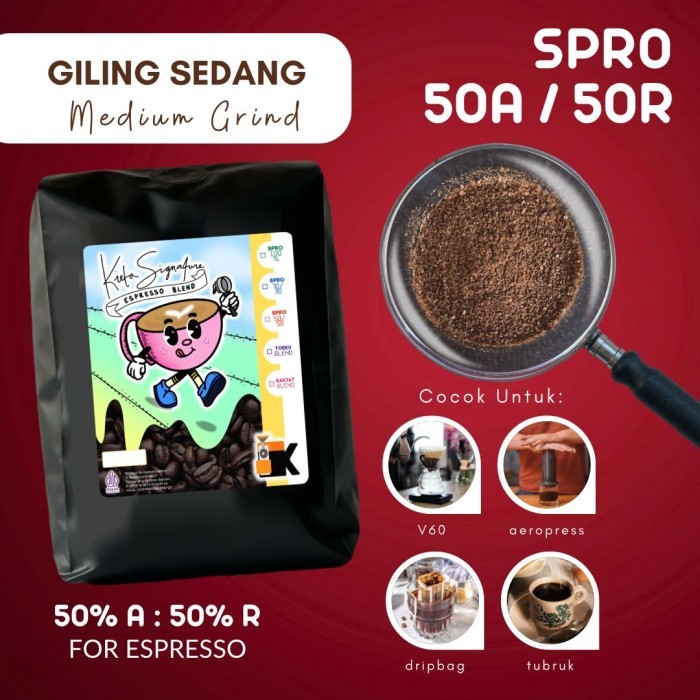 

[PROMO] Biji Kopi 1kg Espresso Blend 50 arabika / 50 robusta - Giling Sedang, 200g