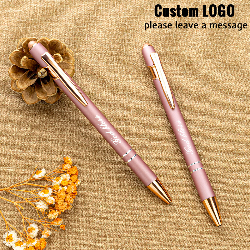 

Personalized Carving LOGO Rose Gold Metal Ballpoint Pens Customized Engraved Name Gifts Business Advertising Office Accessories