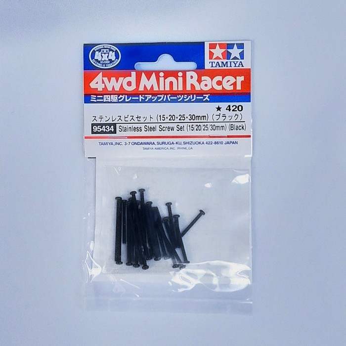 Tamiya 95434 Stainless Steel Screw Set (15/20/25/30mm) (Black)