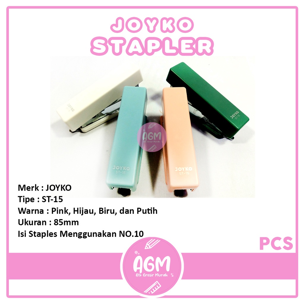 

JOYKO - Staples / Stapler Tipe ST-15 Warna Pastel - Pcs