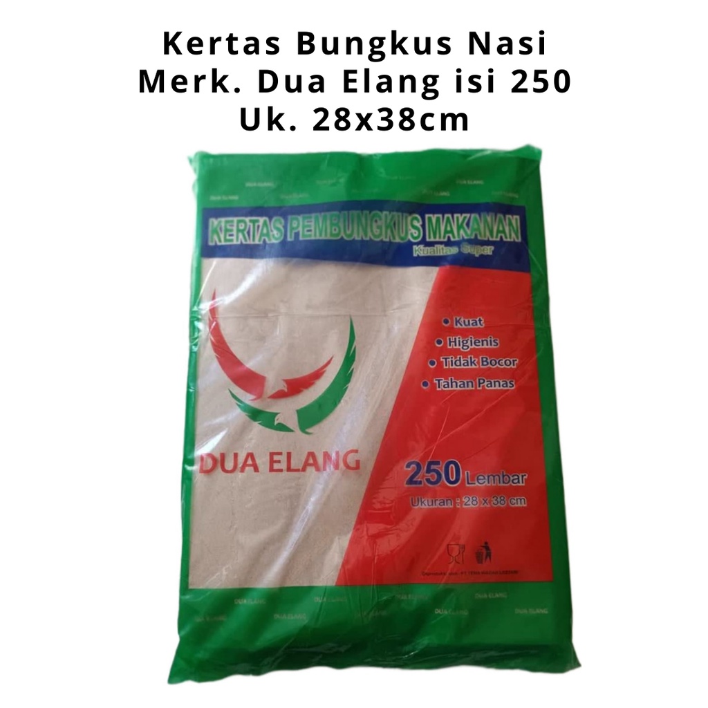Kertas Nasi Coklat Cap Dua Elang isi 250 / Kertas Coklat / Kertas Bungkus / Kertas Minyak Cap 2 Elan