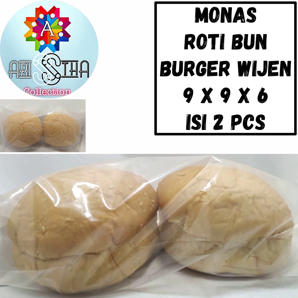 

Monas Roti Bun Burger Wijen Isi 2 Pcs Diameter 9 Cm