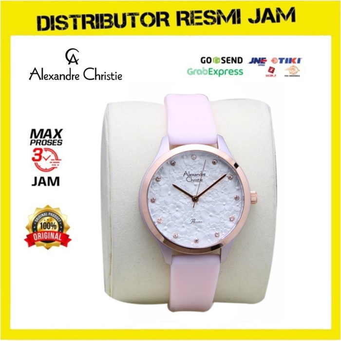 Jam Tangan Wanita Alexandre Christie AC 2A03 AC2A03 White Pink