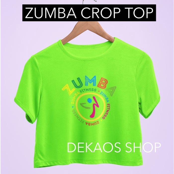 CROP TOP ZUMBA WANITA / BAJU ZUMBA WANITA / CROPTOP ZUMBA / DEKAOS - Hijau Neon, SLIM