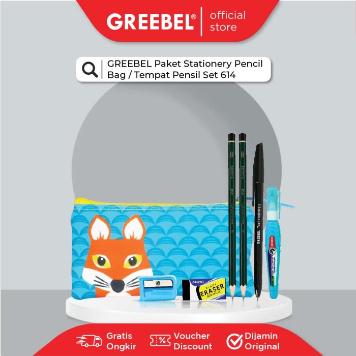 

[New] GREEBEL Stationery Pencil Bag Set 614 /Stationary/Paket Alat Tulis Set
