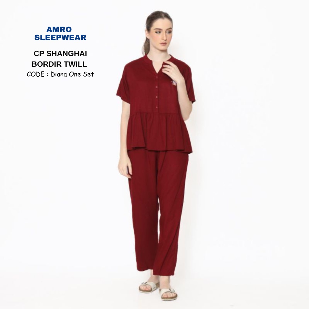 DIANA ONE SET - CP SHANGHAI BORDIR TWILL - AMRO SLEEPWEAR One Set Twill Kode Produk : SCP104