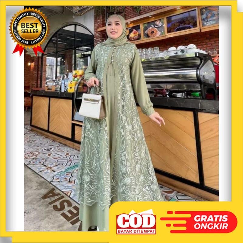 HITAM PUTIH MERAH BIRU HIJAU GOLD SILVER /Gamis Pesta Brukat Model Terbaru Lebaran 2023 Warna Sage / Dress Wanita Muslim Ceruty Babydoll Mix Brokat Import / Baju Couple Acara Nikahan Keluarga / Gamis Ceruty / Gamis Pesta Murah Tapi Mewah