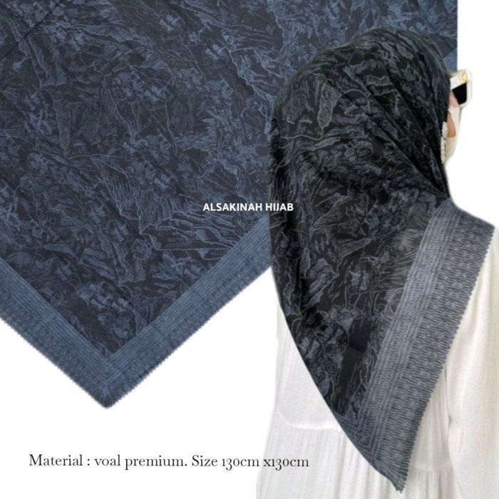 HIJAB DEENAY KW PREMIUM VOAL MOTIF TERBARU 2 - Hitam