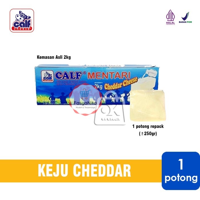 

Keju Mentari Calf / Keju Cheddar Calf (Repack 1 Potong) - FasyAnita Mart Denpasar