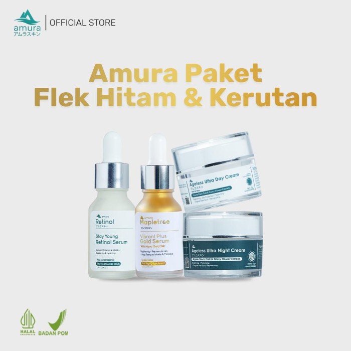 SScntx- PROMOSI Paket Cream Free Serum Retinol + Serum Gold Amura skincare...