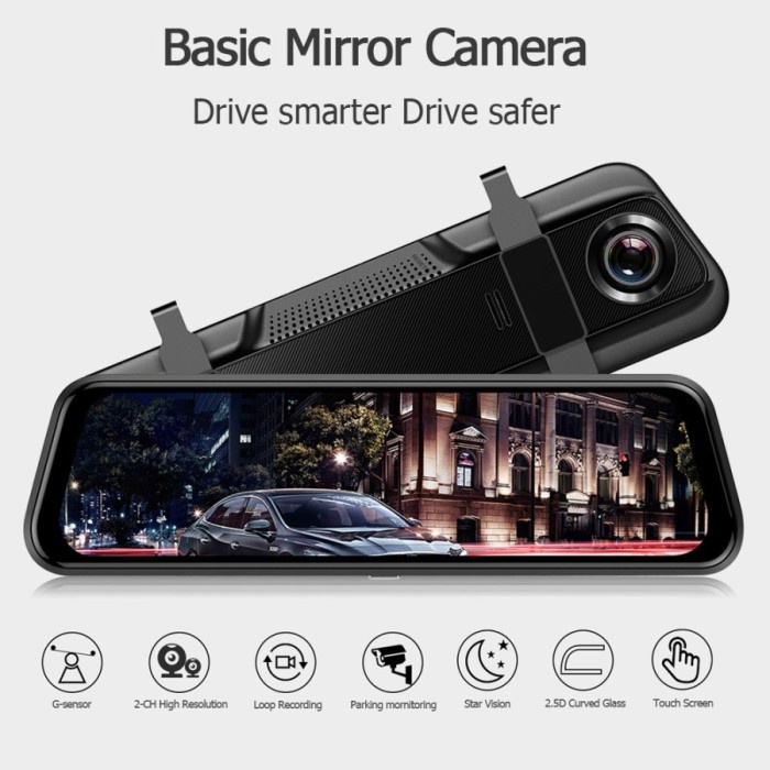 Andar Car Kamera Spion Mobil Depan Belakang Full Screen Touch DVR Dashcam