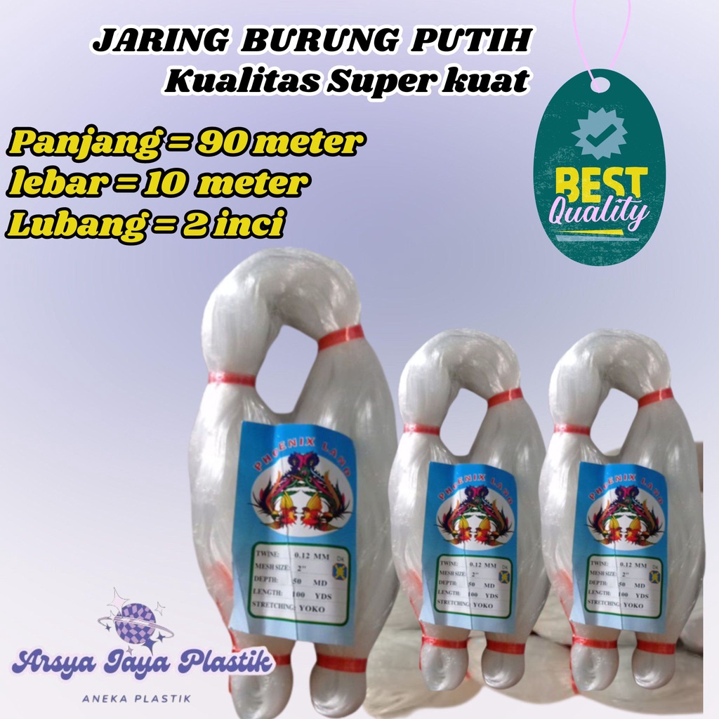 BISA COD JARING BURUNG / IKAN BEST Qualiti SUPER KUAT SENAR 015 LUBANG 2 INCH LEBAR 10 METER PANJANG