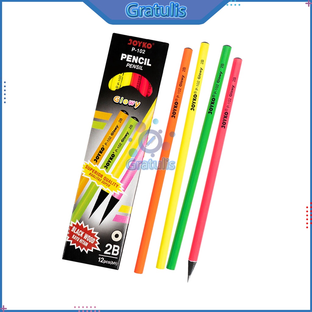 

PENSIL GLOWY 2B JOYKO [P-102/12 PCS] / ALAT TULIS UJIAN KOMPUTER / PENCIL GAMBAR MENULIS [1 PACK]