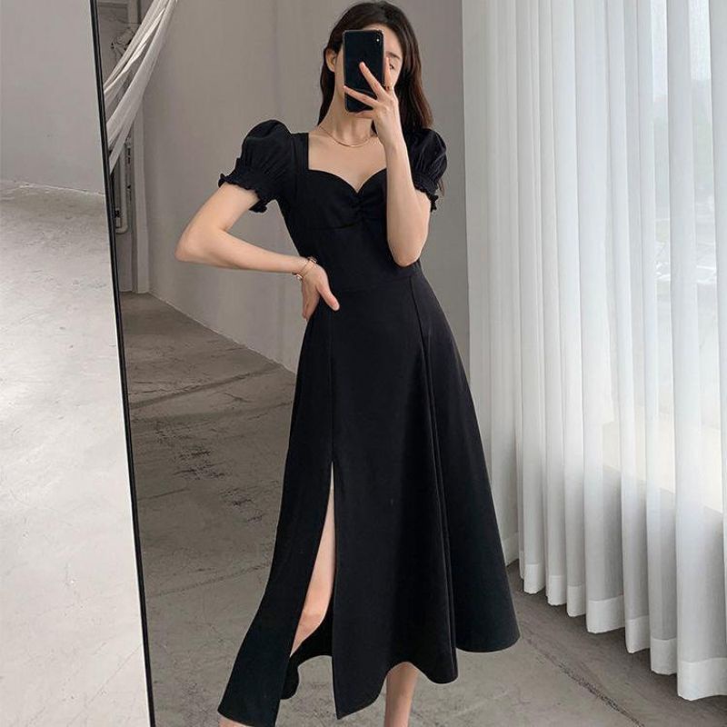 LONG DRESS SWEET BERRY//DRESS MAXI BELAH SAMPING//PARTY STYLE//DRESS KOREA JUMBO