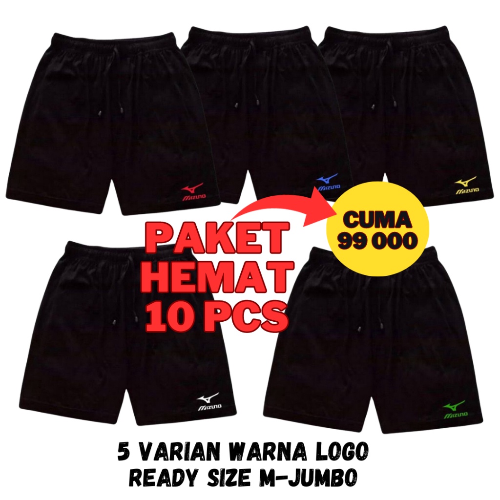 (PROMO HEMAT 10PCS) CELANA KOLOR MIZUNO POLOS SIMPLE / CELANA MIZUNO ISI 10 / PAKET CELANA KOLOR ISI