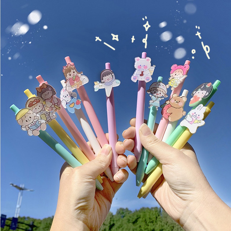 

Owuri Pulpen Gel Mekanik Pola Kartun/ 1 Pak berisi 6 Pulpen Gel Kartun