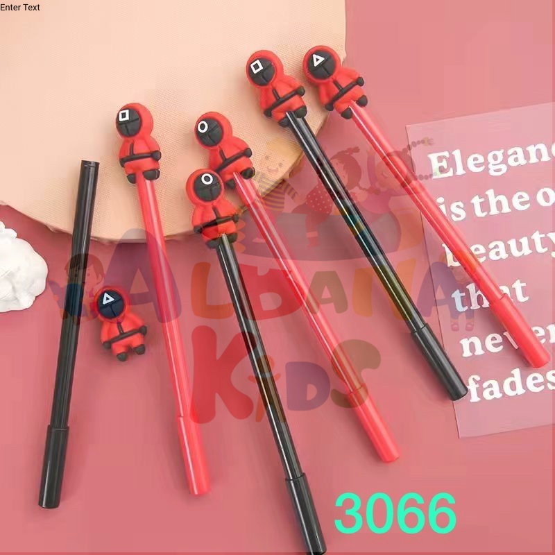

1pak 12pcs Pulpen Gel Squid Game Tinta Hitam Fancy Ready