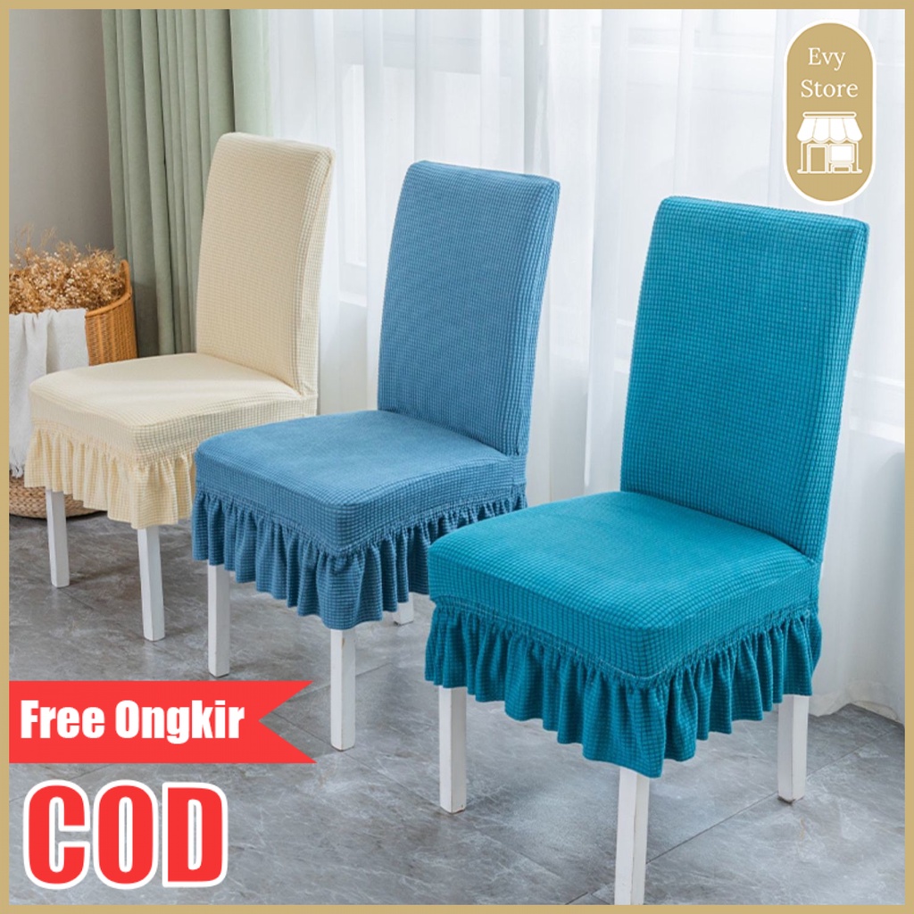 Evy Store COD Sarung kursi makan Sarung kursi Sarung Kain Kursi Bangku Makan / Cover Sarung Kursi Ma