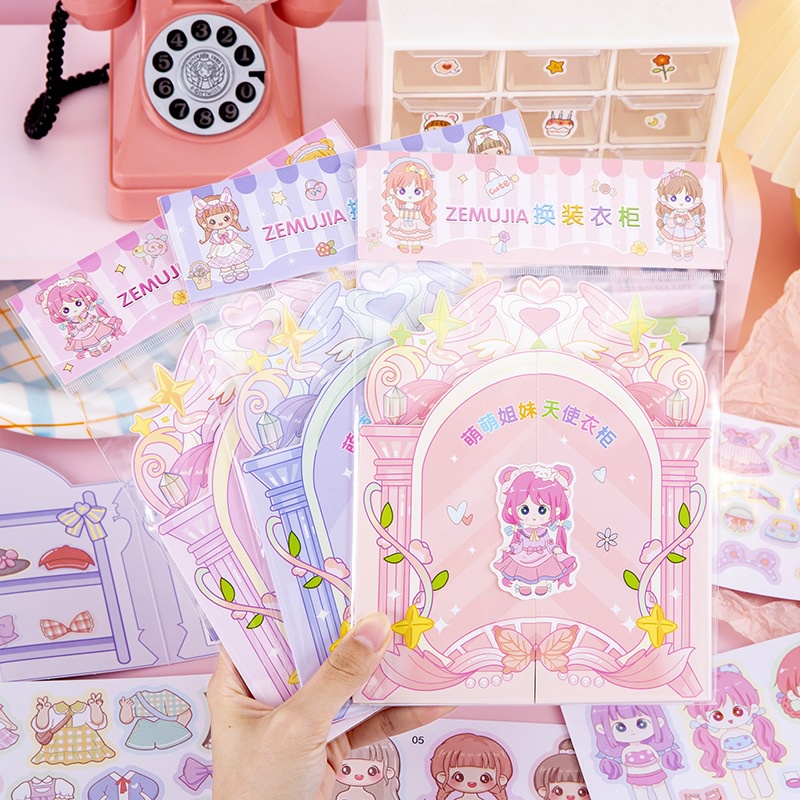 

[ GROSIR ATK ] SET BUKU STICKER DIY 3D GIRLY BARBIE KAWAII BISA GANTI PAKAIAN LG