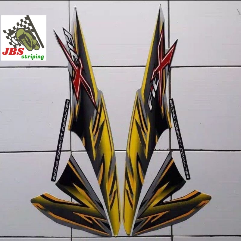 striping supra fit stiker honda supra fit x 2007 2008 kuning silver