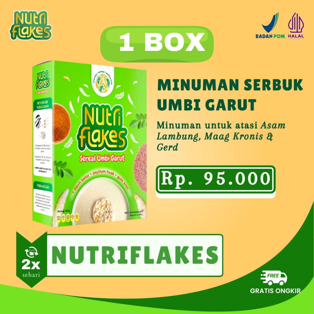 

100% ORIGINAL NUTRIFLAKES Cereal - 1 Box Sereal Asam Lambung Herbal Ampuh atasi Maag, GERD dan Asam Lambung