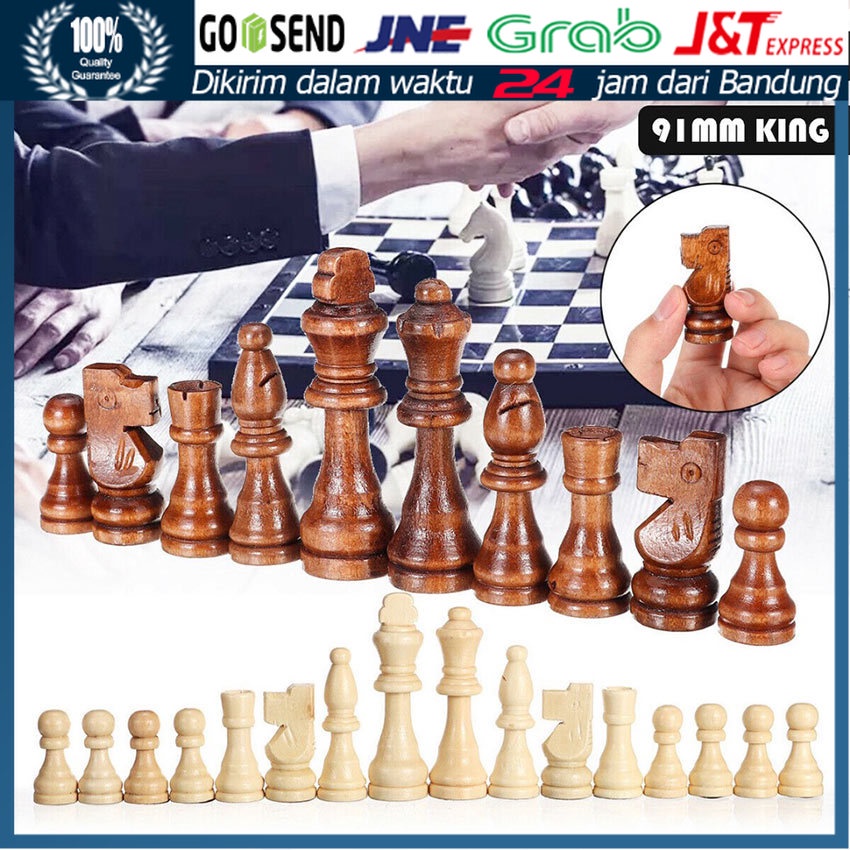 2.2Inch Catur Kayu / Wood Chess / Papan Catur Set / Bidak Buah Catur Kayu Standar