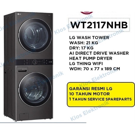 MESIN CUCI WASH TOWER LG 2117NHB (WASH 21KG , DRYER 17KG)