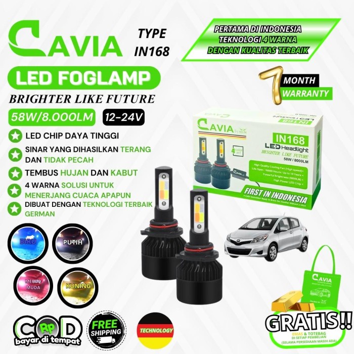 CAVIA-LAMPU LED FOGLAMP 4 WARNA TOYOTA YARIS TEMBUS KABUT & HUJAN